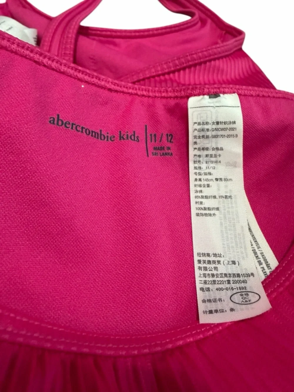 Abercrombie Kids‎ Girls Hot Pink Ribbed Two-Piece Bikini | Size 11/12